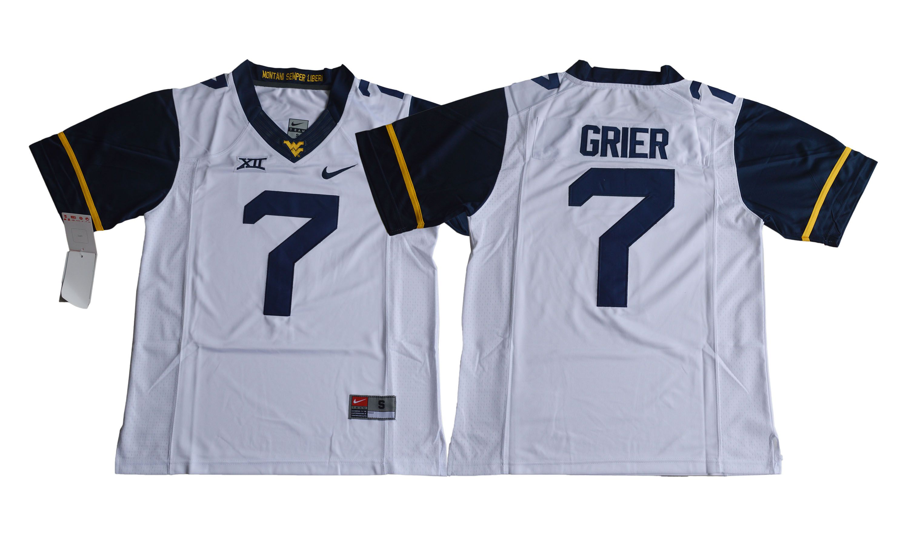 Men NCAA 2017 West Virginia Mountaineers 7 Will Grier white jersey